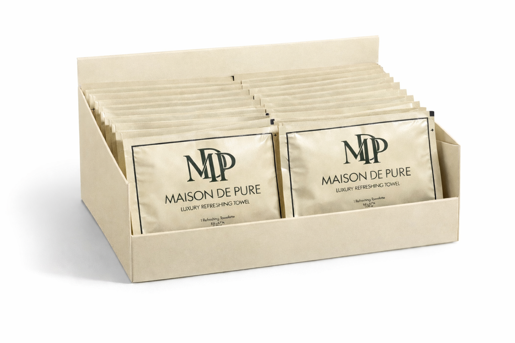 Maison De Pure – Tropical Fruits Scent Luxury Refreshing Towel (50 Pack) | Single-Use Refreshing Towelettes
